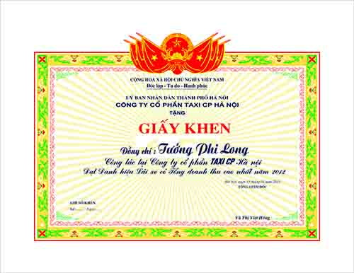 Giấy khen công ti 1