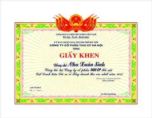 Giấy khen công ty 3