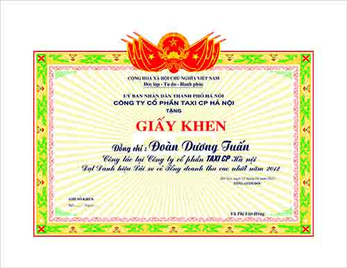 Giấy khen công ty 4