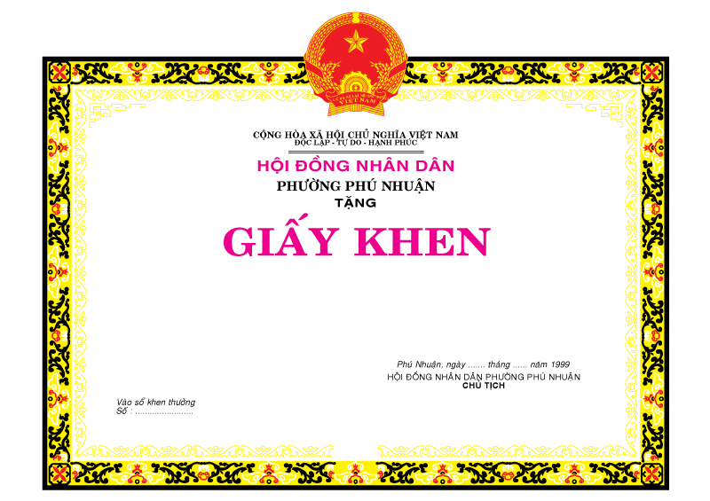 Giấy khen mãu 2