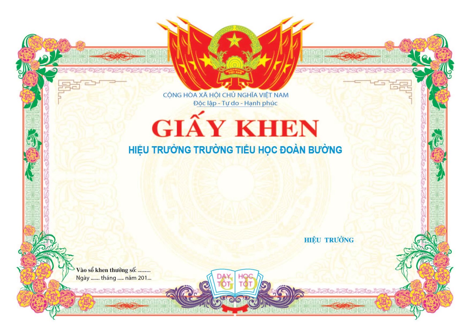 GIấy khen mẫu 5