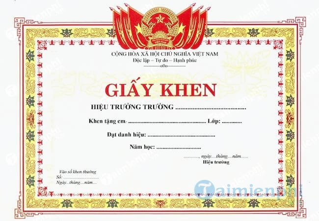 Giấy khen học sinh