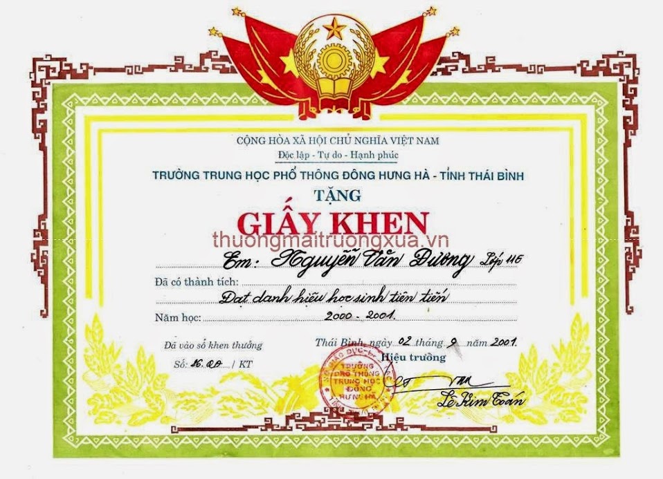 Giấy khen học sinh 2