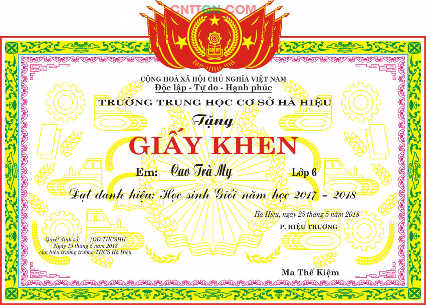 Giấy khen học sinh 4